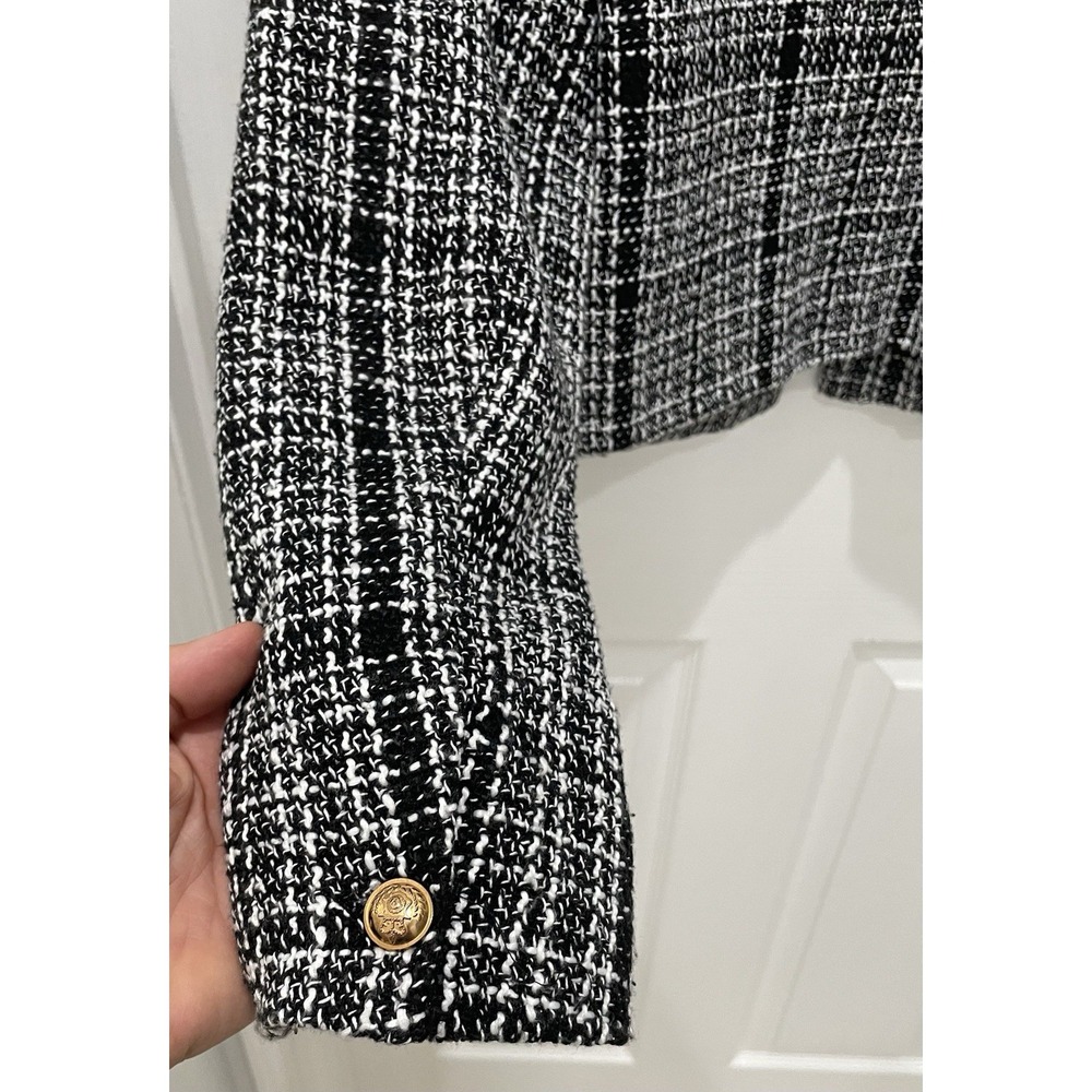 Sugarlips Black & White‎ Tweed Blazer with Braided Trim - Picture 5 of 13